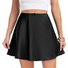MYSSUCI Gonna in Satin da Donna, Corta, Estiva, A-Linea, Solida, Elegante, Minigonna, Nero , L