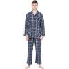 GLOBAL Pigiama Uomo Abbottonata 100% Cotone Lungo Set Pigiami Bottoni Classici Due Pezzi Lingerie Maniche Lunghe Pantaloni Coulisse Pigiami da Notte Traspirante da Uomo Pjs Set S-XXL