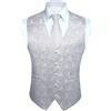 HISDERN Gilet da uomo Paisley floreale jacquard floreale cravatta tasca quadrata fazzoletto vestito set bianca