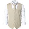 PARKLEES Gilet da uomo hipster urbano design business formale slim fit abito smoking gilet, Beige, XL