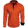 Baxboy Camicia da uomo a maniche lunghe, Slim Fit, facile da stirare, per lavoro, tempo libero, matrimonio/Con colletto Kent, modello B-500, arancio scuro, S