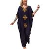 L-Peach Loungewear Ricamo Caftano Donna Kimono Oversize per Casa Maxi Abito da Spiaggia Copricostume