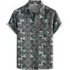 PARKLEES Camicia da uomo in cotone e lino anni '70 modello vintage camicia casual a maniche corte con bottoni retrò, S