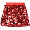 Miipat Gonna di Paillettes per Ragazze, Scintillanti Bambina Mini Gonna Glitterata Vita Elastica Gonne con Fodera per Danza Compleanno Principessa Festa(Rosso, 12-13 Anni)