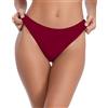NLAND Slip da Bikini Perizoma Donna Sexy Nuoto Costume da Bagno Tanga Brasiliano Bikini Bottom Vita Bassa Spiaggia (Rosso Vino,M)