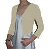 Fantasy Coprispalle Elegante Cerimonia Blaser Bolero Copriabito Manica 3/4 Donna Ragazza Colorati (Taglia Unica 40-42, Beige)