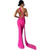 JUMISEE Abito Lungo da Donna, Sexy, Monospalla con Schiena Scoperta, Elegante, Increspato, Senza Maniche, Abito da Sera, Abito da Cocktail, Rosa Caldo, S
