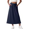 GRECERELLE Gonna lunga da donna con tasche, in vita elastica, gonna lunga a trapezio e gonna estiva da donna, in misto modale, gonna casual per tutti i giorni e le vacanze, Blu marino, XL