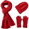 Villand 3 Pezzi Cappelli Sciarpa con Guanti Touchscreen per Uomini e Donne, Set Unisex per il Freddo con Foderato in Pile e Borsa Regalo (Vino Rosso)