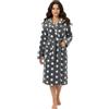Brandsseller Accappatoio Donna con Cappuccio L/XL - In Microfibra Morbida con Motivo Stelle - Certificato Oeko-Tex - Ideale per Casa, Spa e Benessere - Grigio/Bianco
