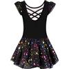 Mulnall Girls Ballet Leotards Dance Tutu Skirt Toddlers Dance Training Wear Dress Criss Cross Straps Back Shiny Sequin