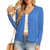 GRECERELLE Cardigan da donna lavorato a maglia a maniche lunghe con scollo a V, con bottoni, leggero, da donna, coprispalle smerlato, cardigan per abito estivo da sera per matrimoni, blu cielo, L