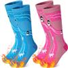 GRPSKCOS 2 paia di calzini da sci in lana merino, per bambini, invernali, termici, spessi, caldi, per sci, pattinaggio, snowboard, escursionismo, 3-12 anni, 01 Rosa & Blu, 3-6 Years