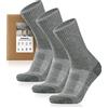 FORVEVO 3 Paia Calze Trekking in 60% Lana Merino Uomo, Calzini Escursionismo Traspiranti, per Trekking, Lavoro (43-46, Grigio Chiaro)
