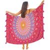 Mandala Life ART Paro/Sarong/Copricostume Boho Mandala con Nappe - Cotone Super Morbido e Leggero, Stampa Pavone Indiano Grande, Rosa Fiore di Loto