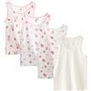 Letoileite Confezione da 4 Canottiere da Bambina Canotte in Cotone Maglietta Intima Traspirante Morbida Bambine 2-10 Anni