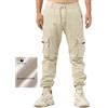 TONY BACKER Pantaloni Cargo Uomo in Maglia di Cotone Multitasche Laterali Casual e Chiusura Coulisse e i Lacci nella Vita 7905 (IT, Numero, 38, Regular, Regular, BEIGE-06N)