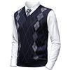 Herothorn Gilet in Maglia da Uomo Argyle Classica con Scollo a V Maglieria Senza Maniche Pullover Maglione Smanicato Canotte Maglioncino Autunno Inverno