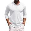 Hisir Polo da uomo, a maglia, a righe, a maniche lunghe, con colletto polo, basic, tinta unita, per lavoro, autunno, inverno, bianco, 3XL