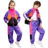 LOLANTA 2 Pezzi Vestiti Hip Hop Bambini, Unisex Abiti Blocchi di Colore Casual, Set di Giacche e Pantaloni