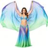 Leemiman Velo per danza del ventre da donna, in chiffon, colore graduale, per adulti, lunghezza 2,5 m, larghezza 1,14 m, Verde Blu Viola, 250*114 cm