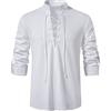 YAOHUOLE Camicia Uomo Gotica Manica Lunga Business Cotone Medievale Shirts Uomo Camicia Lino Bianco XL