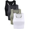 BOAO 4 Canottiere basiche da Donna Senza Maniche Top Corto con Schiena Scoperta per Donna, M