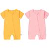 COOKY.D Tutina Unisex per Neonati in Fibra di bambù con Maniche Corte Colori Vivaci Primavera/Estate 12-18 Mesi Confezione da 2 Pezzi,Rosa & Giallo
