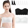 YuaLov Reggiseni senza cuciture senza spalline senza ferretto per ragazze, bandeau invisibile, zero sensazione, fresco e comodo, invisibile con spalline intercambiabili, confezione da due per 10-18 anni