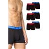 Kappa Boxer Uomo 6 Pezzi I Set di Mutande Uomo Attillate in Cotone Elasticizzato I Boxer Nero con Fondo colorato in Rosso e Blu I Taglia XL I Intimo Uomo di qualità I Mutande Boxer Uomo