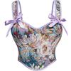 Scarlet Darkness Corsetto da donna, con scollo a cuore, motivo floreale, con cerniera, taglia 38-50