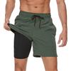 Arcweg Costume da Bagno da Uomo con Boxer Slip Foderato Pantaloncini da Bagno Fodera a Compressione 2 in 1 Pantaloncini da Spiaggia con Tasca con Cerniera Surf 4XL(EU)