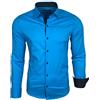 Baxboy Camicia da uomo a maniche lunghe, Slim Fit, facile da stirare, per lavoro, tempo libero, matrimonio/Con colletto Kent, modello B-500, turchese, L