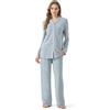 Zylioo Tall Size - Pigiama da donna, 2 pezzi, con gamba lunga, a maniche lunghe, Azzurro, M Große Größen Extra Tall