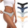 Auithery Tangas per Donna, Sexy, in Pizzo, con Controllo Addominale, Tangas a Tanga, Taglie XS - 4XL, Confezione di 5, 5 Tangas in Pizzo, Colore Scuro, Taglia XXXL