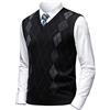 Herothorn Gilet in Maglia da Uomo Argyle Classica con Scollo a V Maglieria Senza Maniche Pullover Maglione Smanicato Canotte Maglioncino Autunno Inverno