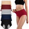 Lohhbve Ragazze Donne Mutandine Antiperdite con Tasca di Stoccaggio Periodo Knickers 5 Pack Cotone Mid Waist Menstrual Slip Biancheria Intima