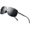 SUNGAIT Occhiali da Sole Maschili Polarizzati Lightweight Rectangular Sunglasses UV400 Protection (Gunmetal Frame-Gray Lens)