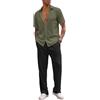 COOFANDY Completo da uomo in 2 pezzi, casual, a maniche corte, con bottoni, camicia da spiaggia estiva e pantaloni larghi