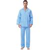 GLOBAL Pigiama Uomo 100% Cotone, Set Biancheria da Notte Lungo Traspirante | Due pezzi leggero adatto tutto l'anno, Camicia con tasche, coulisse pantalone, tessuto confortevole per il riposo notturno