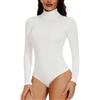 Joyshaper Donna Body a Collo Alto Maniche Lunghe Bodysuit Casual Elegante Bluse Camicie Maglietta Intima, Bianco, S
