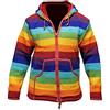 SHOPOHOLIC FASHION Arcobaleno Striscia Cappuccio Giacca Di Lana Fodera In Pile Super Caldo Lavorato A Maglia Cool