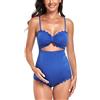 EastElegant Costume da bagno premaman a un pezzo, scollo sul retro, bikini da gravidanza, ondulato, per donne incinte, Blu, M