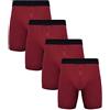 ZLYC Boxer da Uomo in Cotone a Gamba Lunga Confezione da 3/4((Rossi Confezione da 4),XL