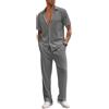 COOFANDY Completo da uomo in 2 pezzi, casual, a maniche corte, con bottoni, camicia da spiaggia estiva e pantaloni larghi
