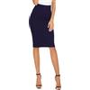 EXCHIC Donna Elegante Business Solido Elastico a Vita Alta Bodycon Midi Matita Gonna(L, Blu Marino)