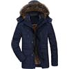 FTCayanz Uomo Giacca Invernale Giubbotto Parka Caldo con Cappuccio Casual Giacche Marina Militare L
