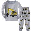 Smazero Pigiama per bambini con stampa di dinosauri, pigiama a maniche lunghe in cotone Sleepewar top camicie e pantaloni, abbigliamento da notte per bambini, Escavatori, 7 anni