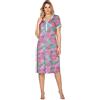 e.Femme® Camicia da Notte da Donna a Maniche Corte Monika 1082 in 100% Cotone, Turchese/Amaranto-Stampa, 42