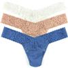 Hanky Panky Daily Lace Low Rise Thong - Mutande Donna in Pizzo Elasticizzate, Set 3 Pz, Tanga Donna con Vita Bassa - Slip Donna Cotone e Nylon, Lingerie per Completo Intimo Donna, Taglia Unica